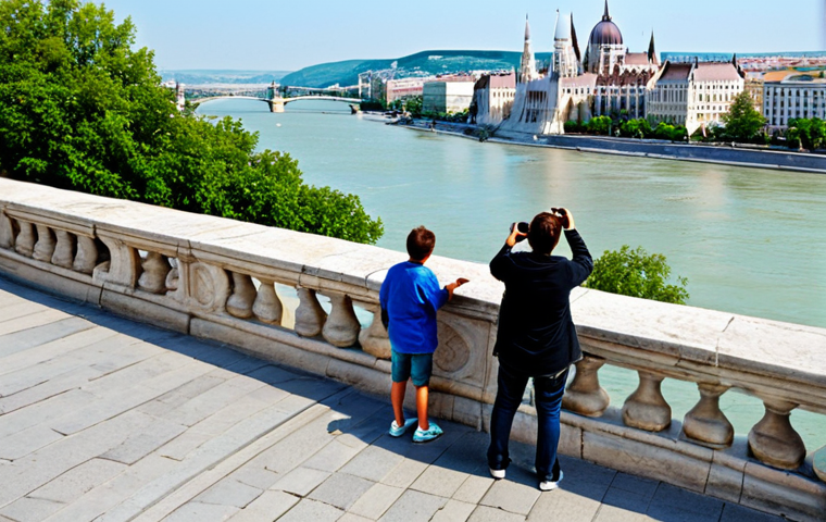 Tourist Visa**

A fully clothed family visiting the Fisherman's Bastion in Budapest, Hungary. They are smiling and taking pictures. In the background is a clear view of the Danube River. Everyone is wearing modest, everyday clothing appropriate for sightseeing. Safe for work, appropriate content, fully clothed, family-friendly scene, perfect anatomy, correct proportions, well-formed hands, professional photography, high quality.

**