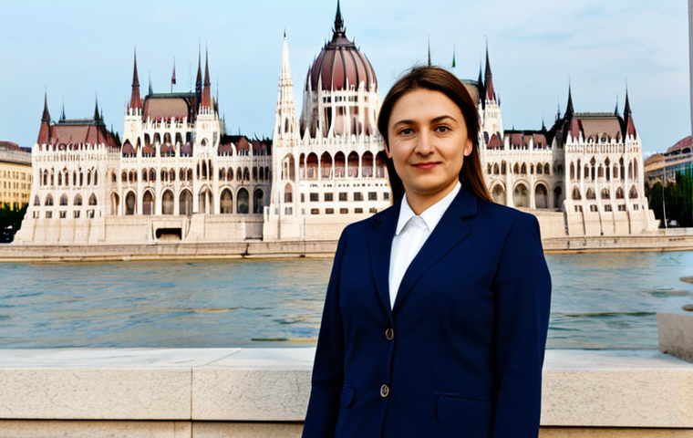 **

"A professional businesswoman in a modest business suit, standing confidently in front of the Hungarian Parliament Building in Budapest, fully clothed, appropriate attire, safe for work, perfect anatomy, natural proportions, professional photography, high quality"

**
