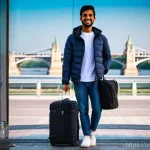 헝가리 직항 항공편 - **Prompt:** A Pakistani man, in his late 20s, with a warm, genuine smile, stands comfortably at the ...