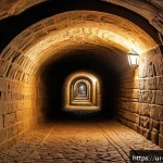 Home 23 헝가리 특이한 장소 - A mysterious ancient underground tunnel network beneath Budapest, Hungary, illuminated by soft warm ...