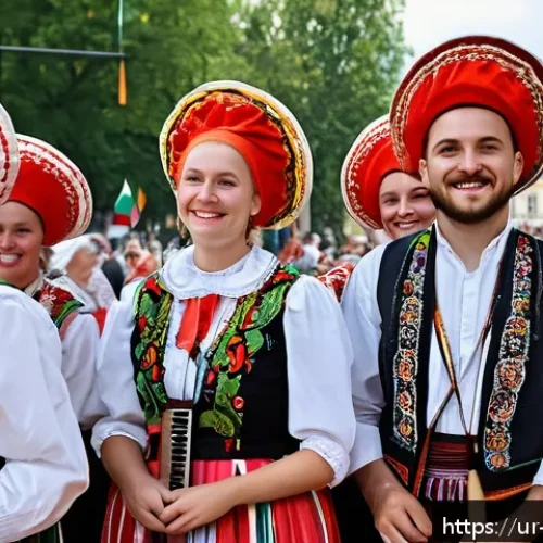 헝가리 민족성 - A vibrant traditional Hungarian festival scene during Saint Stephen&rsquo;s Day, showcasing people dressed...